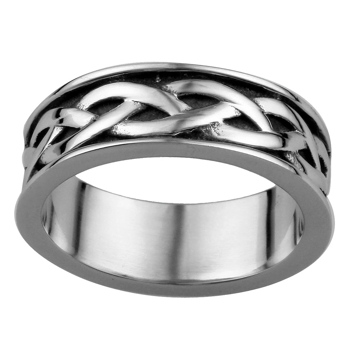 

Stainless Steel Carved Stripe Braid Pattern Unisex Ring Fashion Jewelry For Women Men Daily Wear Size 8-15