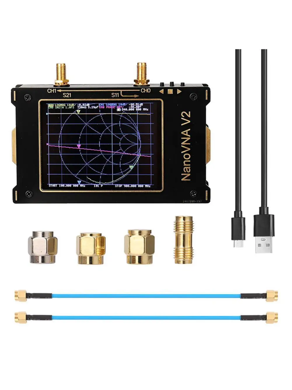 

3.2 inch LCD 50KHz3GHzvector network analyzer NanoVNA V2 shortwave VHF antenna HF Y7H6