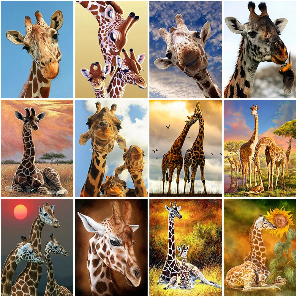 

DIY Giraffe 5D Diamond Painting Full Square Drill Cross Stitch Animal Daimond Embroidery Kits Mosaic Home Decor Wall Art Gift
