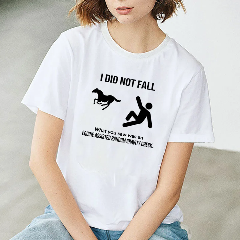 Женская футболка с принтом I Did Not Fall Модная хлопковая коротким рукавом свободная