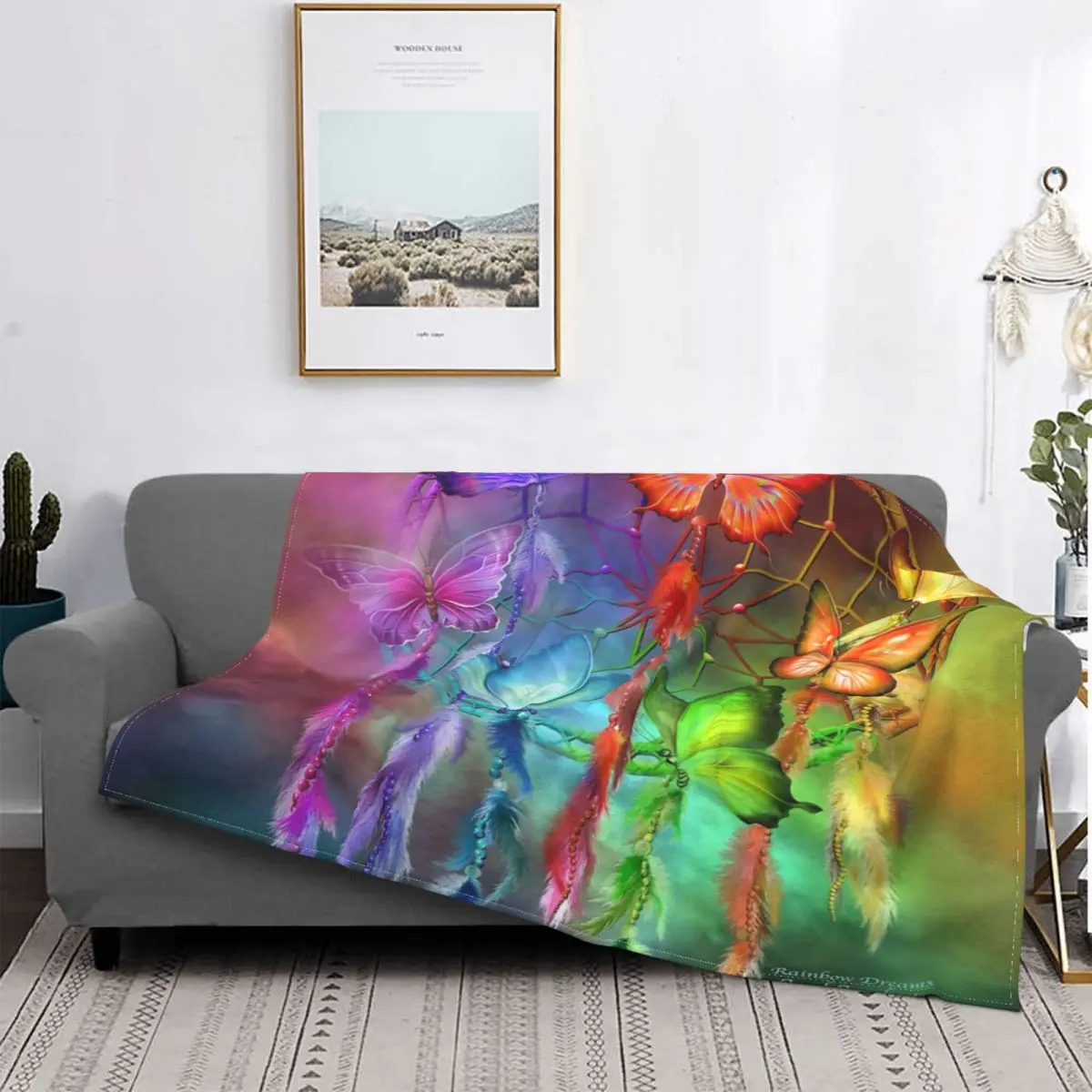 

Atrapasueños-Manta de arcoíris Dreams, colcha a cuadros para cama, sofá, cama, manta doble, textil de lujo para el hogar