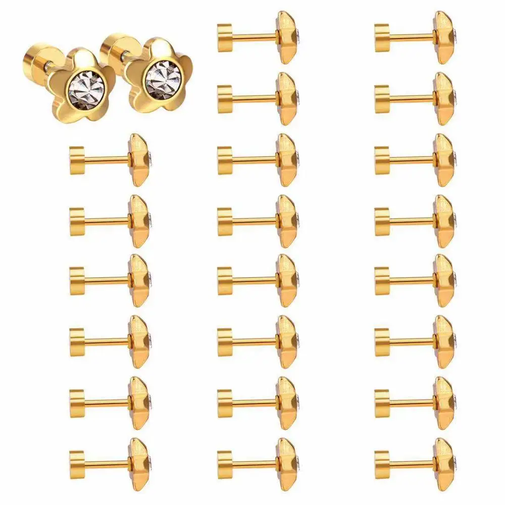 12 пар/лот оптовая продажа 316L Нержавеющая сталь серьги с винтовой застежкой много