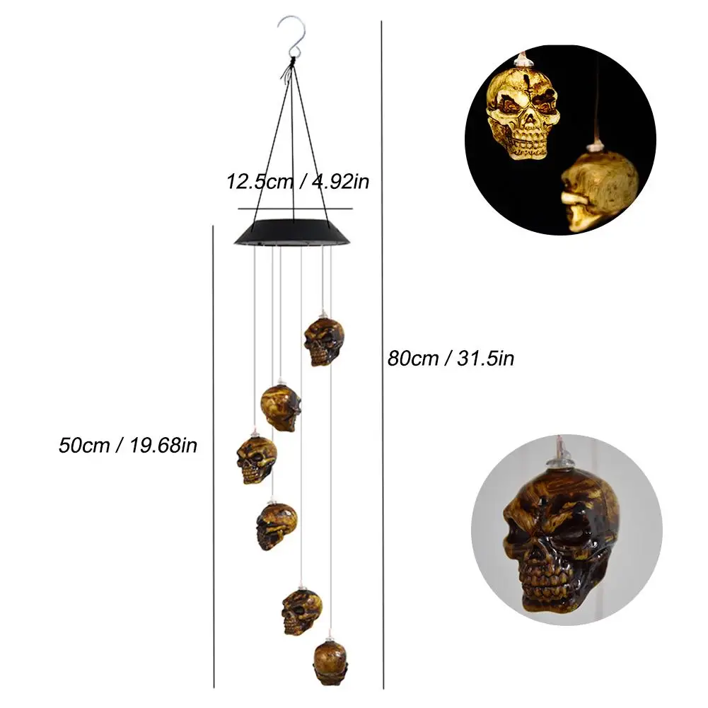 Светодиодный светильник на солнечной батарее с черепом и колокольчиками | Лампы