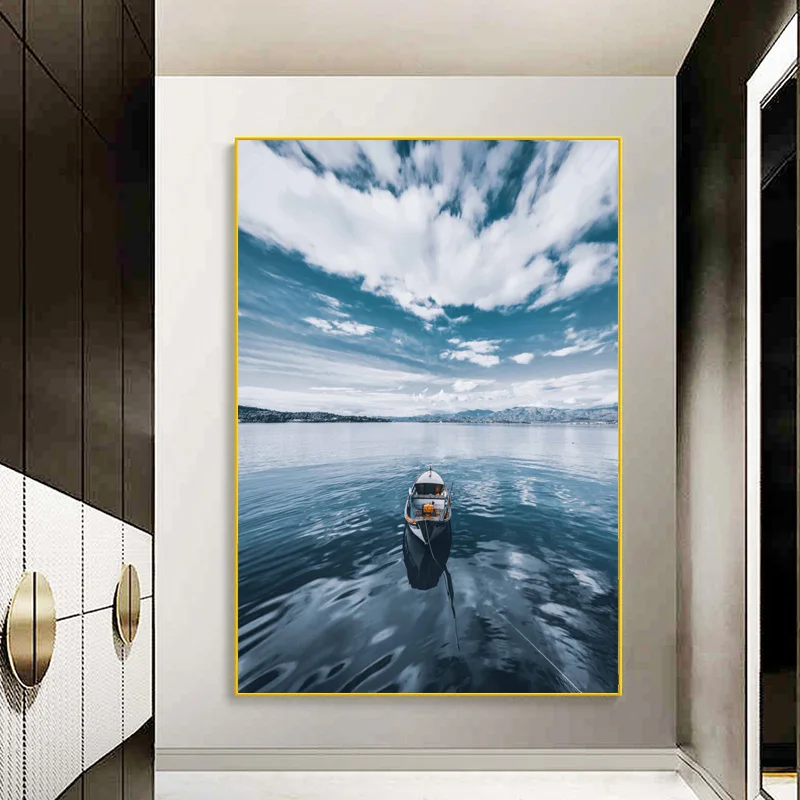 Пейзаж постер море и лодка холст живопись современная настенная фотография для