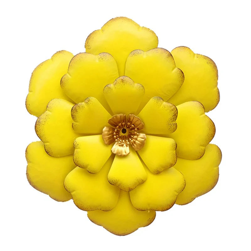 

Metal Flower Wall Decoration Art Ornaments Flower Wall Art That Can Be Hung on the Porch of the Living Room (Yellow)