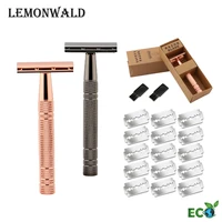lemonwald classic male and female razor safety razor double head razor and hair removal blade 15 units
