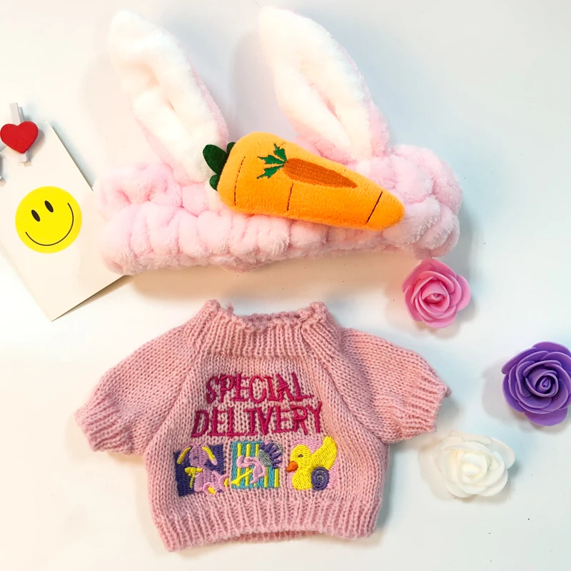Милые аксессуары для кукол Kawaii девушки повязка для волос мыть лицо бег макияж полосы LaLafanfan кафе утенок плюшевая игрушка Подарки для девочек - Цвет: pink duck