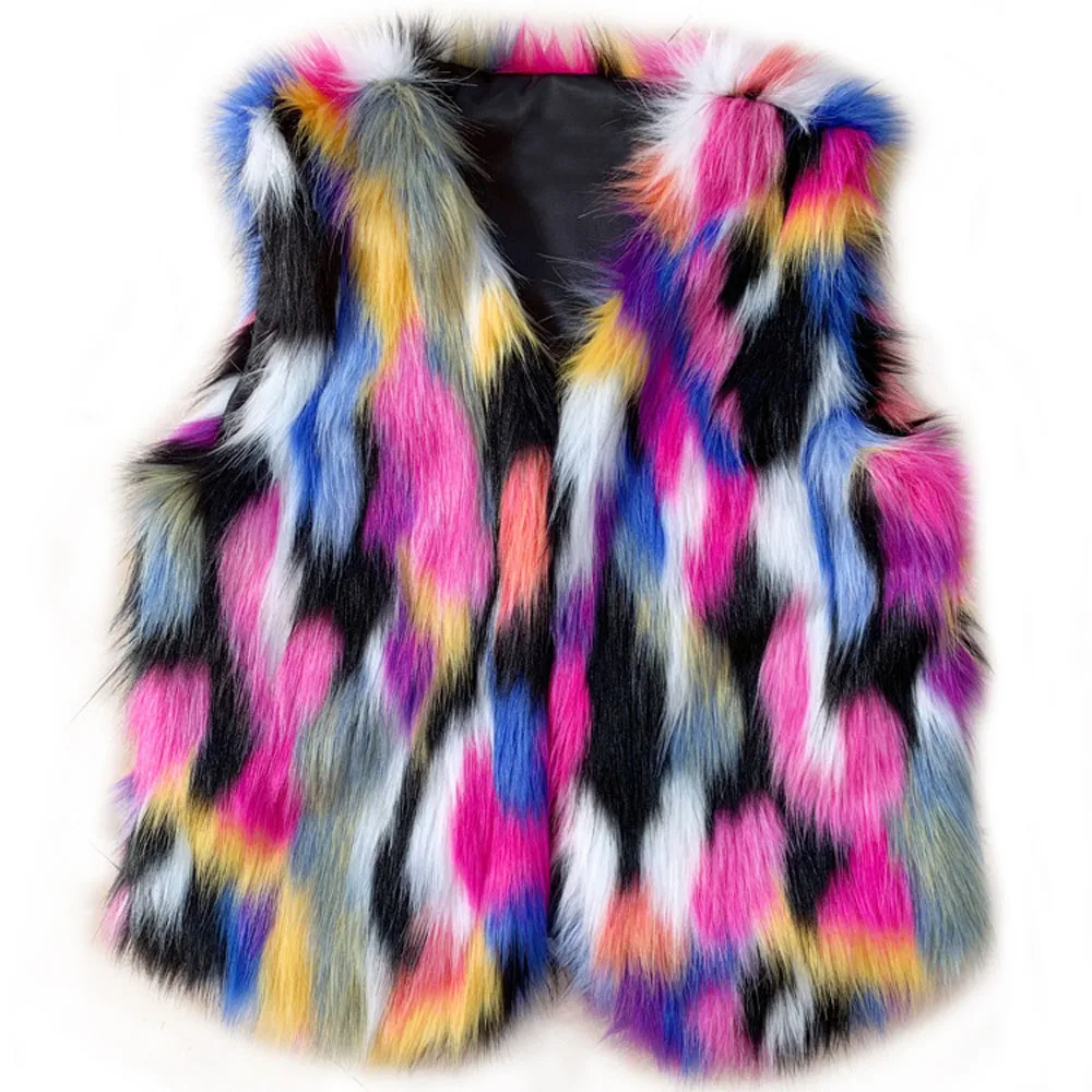 Color imitation fox fur grass vest female women warm jacket waistcoat | Женская одежда