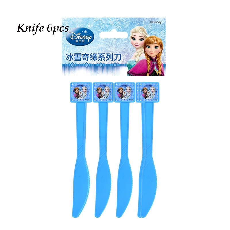 Knife 6pcs Дисней Холодное сердце принцесса Снежная королева тематическая вечеринка на день рождения украшения Детские вечерние принадлежности для девочек Декор Детский день рождения набор посуды - Color: Knife 6pcs