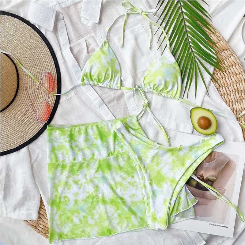 

2021 Padded Flower Print Women Bikinis Set Halter High Waist Women Backless Push Up Beachwear Lace Up Swimwear Sexy Swimsuits