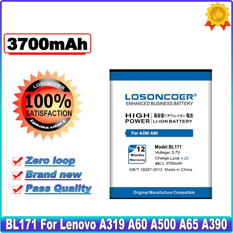 Аккумулятор для телефона Lenovo A60 A500 A65 A390 A368 A390T A319 A356 A370e A376 3700 мАч|mobile phone battery|battery for