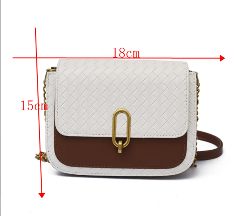 

[BXX] Women New Small Contrast Color Weaving Square Chains PU Leather All-match Crossbody Shoulder Bag Fashion Tide 2021 GF0154