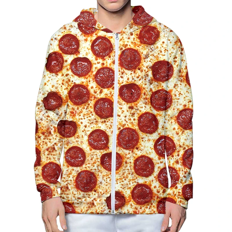 Свитшот унисекс на молнии с 3D-принтом пиццы | Мужская одежда
