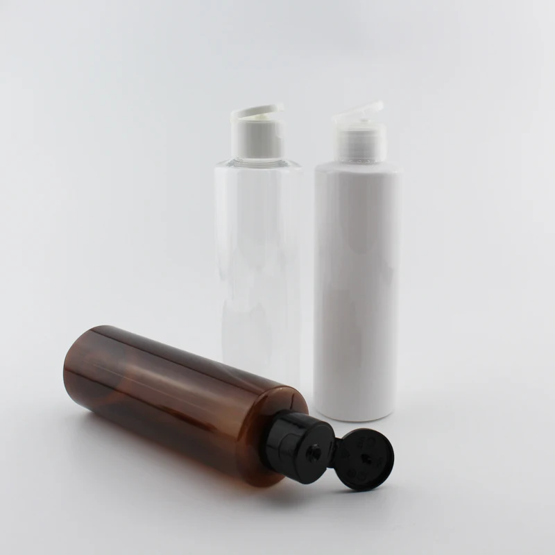 

200ml Flat Shoulder Colored Empty Flip Cap Bottle 200cc Plastic Shampoo Containers PET DIY Bottles For Essential Oil Toner 12Pcs