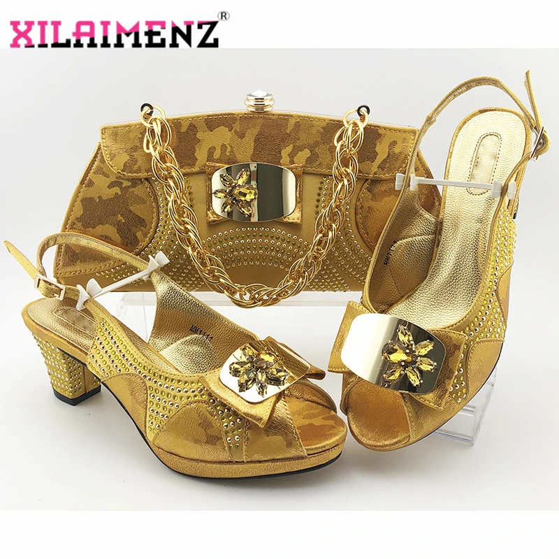 Комплект из обуви и сумки в нигерийском стиле женская офисная обувь сумочка