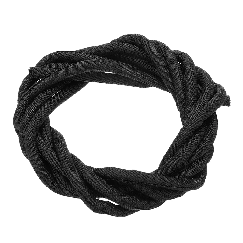1pc Black Wrap Braided Cable Sleeve Mayitr Heat Insulation General Wire Pipe Hose Protection Nylon 5mm*300cm | Обустройство дома