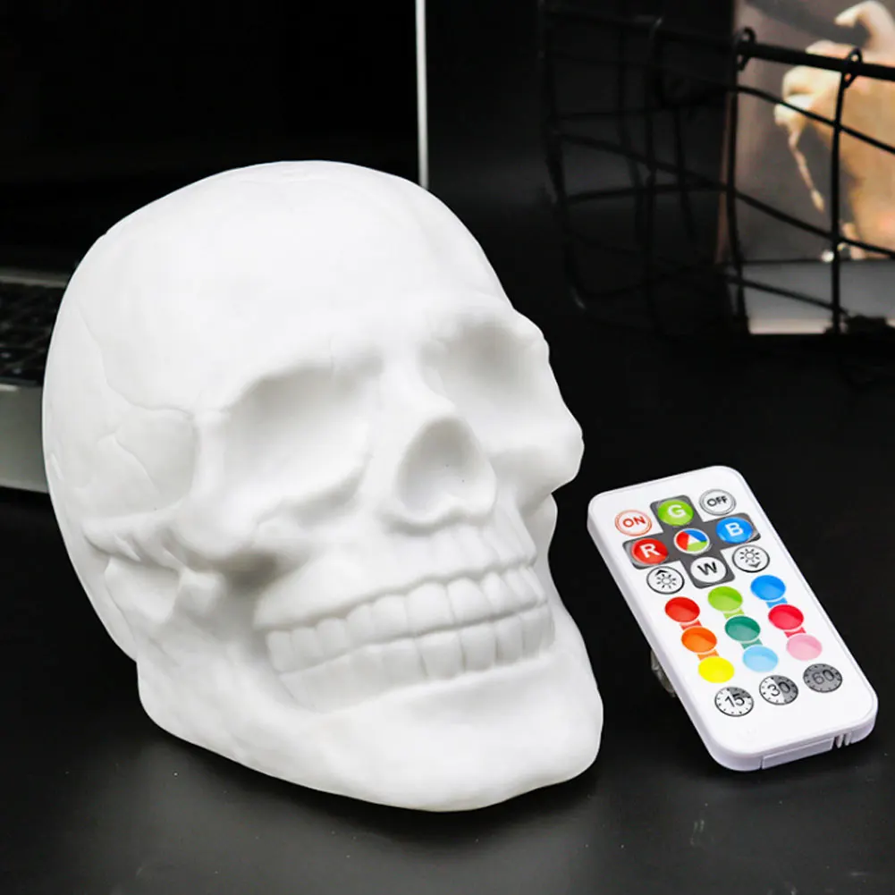 

Skull Head Party Gift LED Patting Kids Home Night Light Colorful Atmosphere USB Charging Remote Control Halloween Decoration