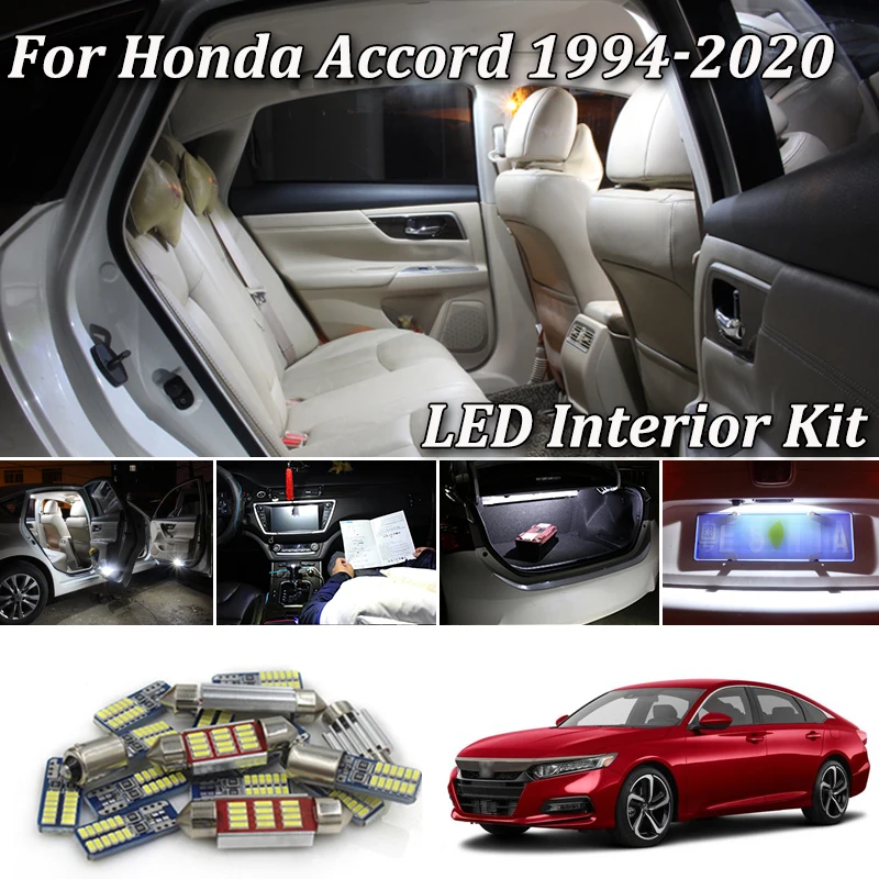 100% белые светодиодные с Canbus Автомобильный интерьер Комплект ламп для Honda Accord 1994