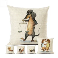 12 zodiac dachshund dog funny throw pillow case for children room comic cartoon sauage dog art cute sofa cushion cover 45x45 cm