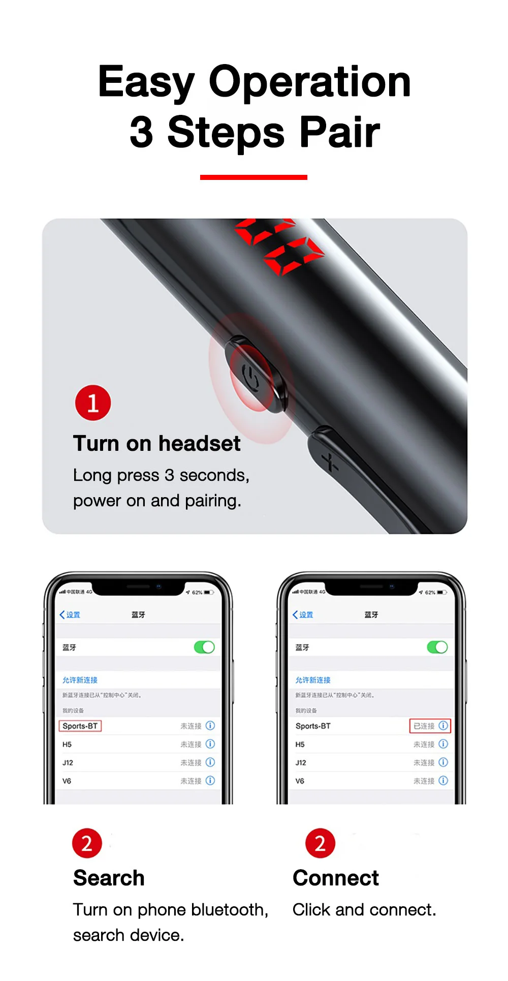 100 Hours Playback Wireless Bluetooth Earphones Magnetic Sports Running Headset IPX5 Waterproof Sport earbuds Noise reduction
