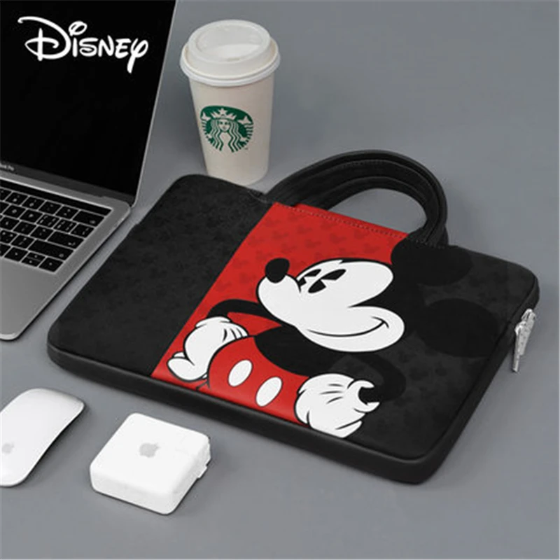 disney mickey fashion pvc leather laptop bags for women 14 15 15 6 inch for macbook air casual portable waterproof notebook bag free global shipping