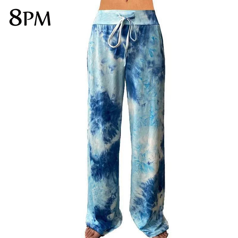 

Women's Fashion Pajama Pants With Pockets Lounge Sleep Bottoms-Tie Dye Prints Home Pants Soft Causal Trousers ouc1399