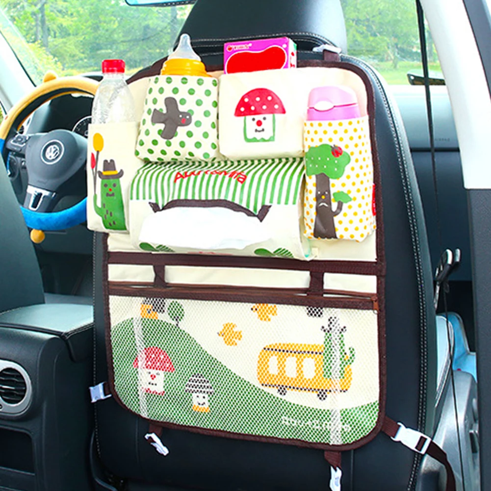 Милый мультяшный Органайзер на заднее сиденье автомобиля сумка держатель для