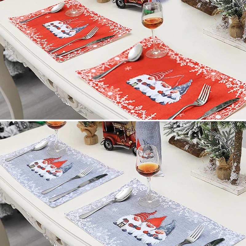 

GENNISSY Christmas Placemats Non Slip Heat-Resistant 2022 Navidad Table Mats Forest Xmas Dining Home Decoration Christmas Orname