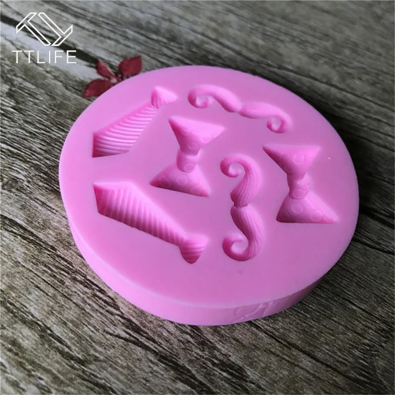 TTLIFE 6 отверстий крошечный лук галстук усы силиконовая форма помадка для