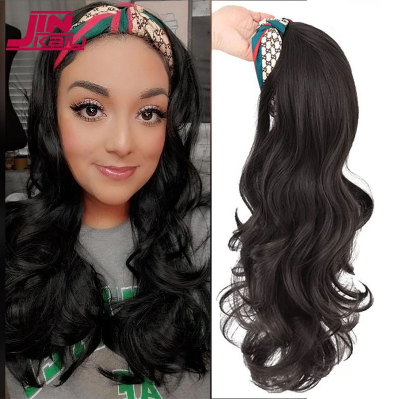 

JINKAILI Long Deep Wave Headband Wigs Heat Resistant Synthetic Lolita Wig New Fashion Hair Band Wig For Black Women