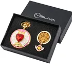 Хит продаж, японский Карманный Комплект из кварцевых часов в стиле сакуры, винтажные Подвесные часы, подарки для детей, ожерелье для девочек, подвеска