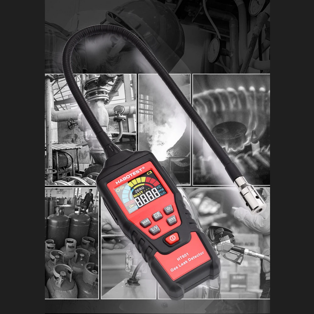 

HABOTEST Gas Leak Detector Handheld Combustible Flammable Gas Analyzer Natural Tester 20%LEL 9999PPM Meter Gas Monitor Alarm