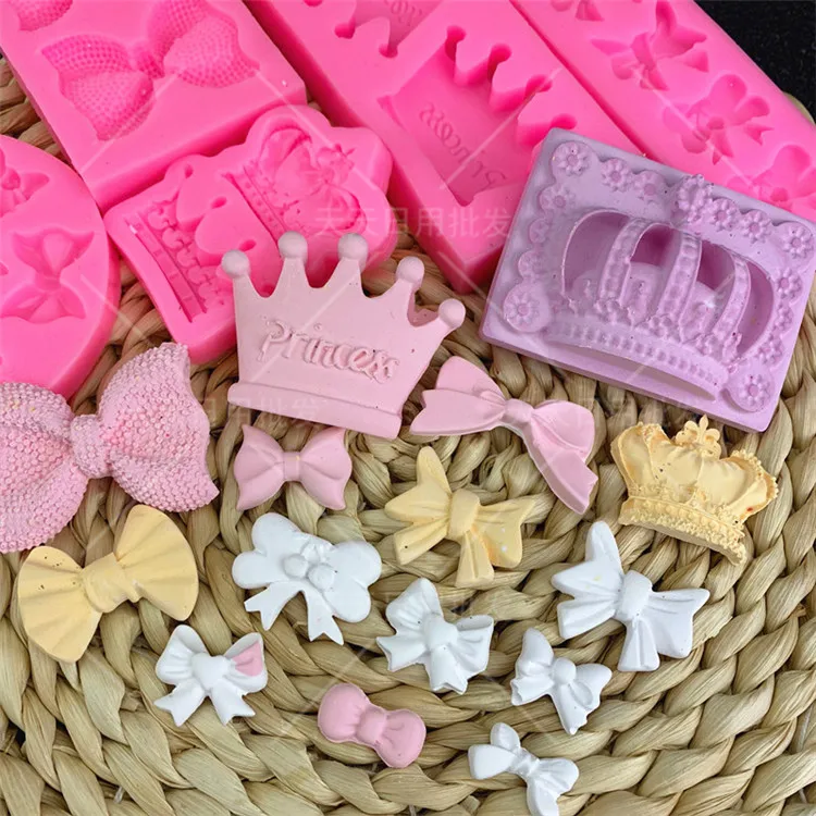 Лук и силиконовая форма с короной помадка инструменты для украшения торта Формы