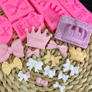 Форма для помадки с бантом и силиконовая форма с короной, инструменты для украшения торта, формы для шоколадной мастики, сахарное ремесло, кухонные аксессуары