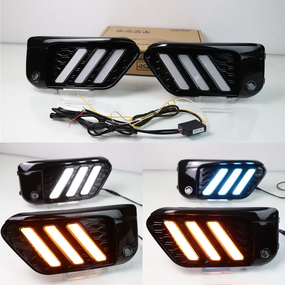 

Светодиодные дневные ходовые огни July King, чехол для BMW X1 F48 F49 2016-19, белые дневные ходовые огни, голубые ночные дневные ходовые огни, желтые поворотники