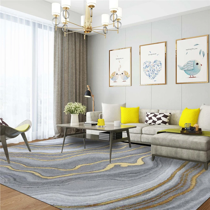 Скандинавский современный абстрактный Серый Золотой кривой кристалл бархатный