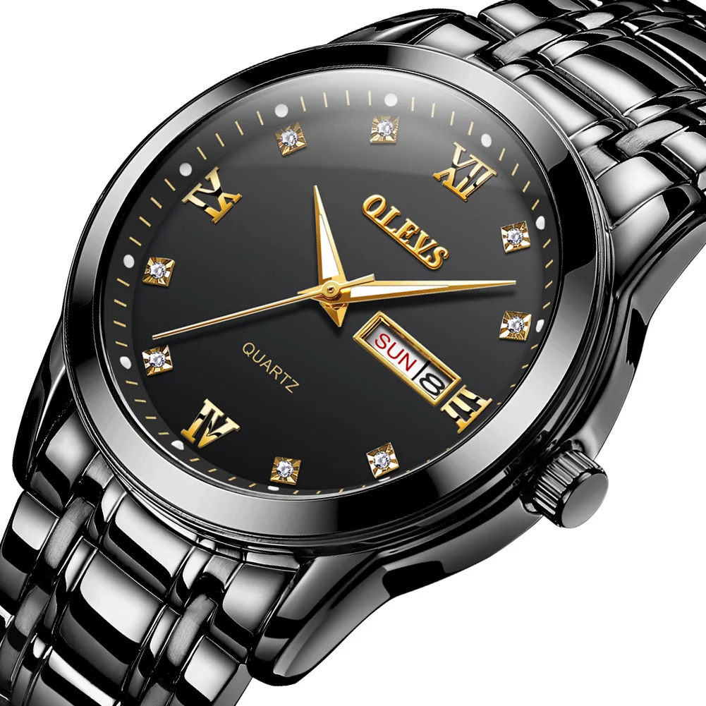 Мужские часы с бриллиантами деловые водонепроницаемые светящиеся мужские