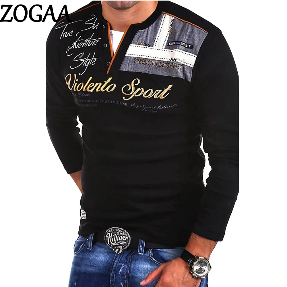 

ZOGAA Men Casual Polo Shirts Long Sleeve / Short Sleeve Polo Shirt Printed Slim Fit Shirts Summer Cotton Tops Para Hombre