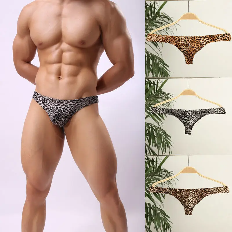 

Men's Underwear Bikini Thongs Brief Leopard Print Bulge Pouch G-string Underpants Men's Panties Briefs Exotic Set