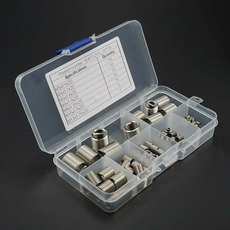 

Part Wire Thread Insert Parts 60pcs M3-M12 Metric Helicoil Stainless steel Repair