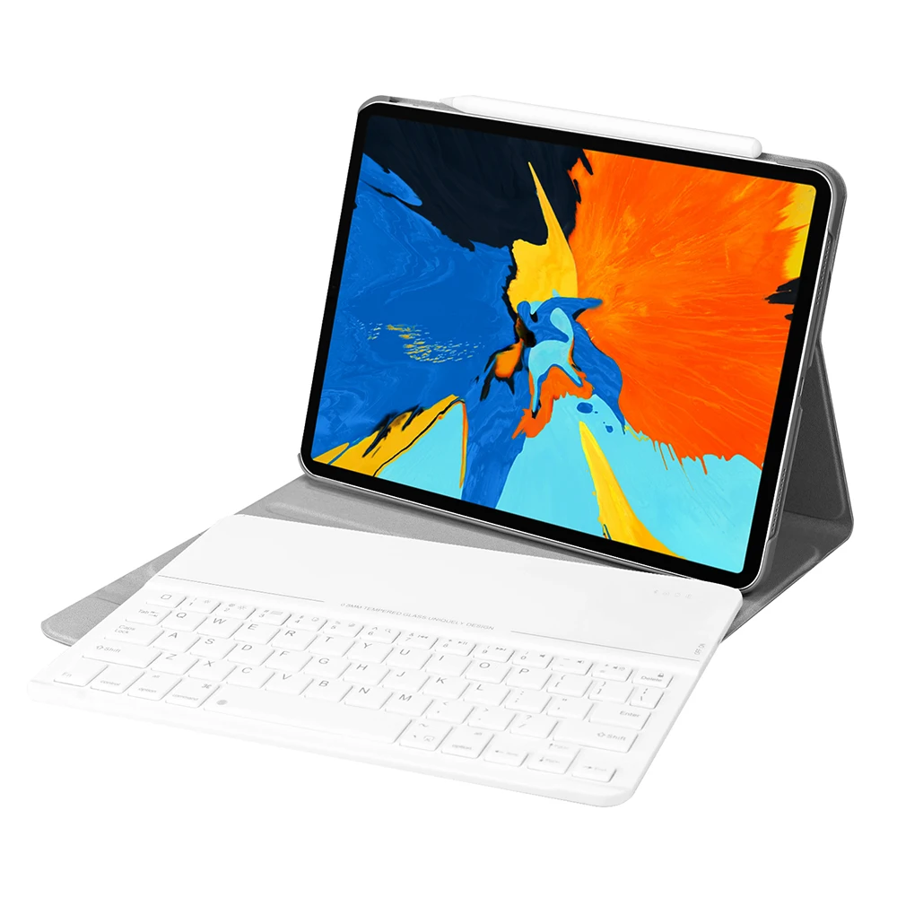 Для iPad Pro, 11 дюймов,, США, закаленное стекло, клавиатура, чехол для планшета, умный, спящий, раздельный, Bluetooth, клавиатура, кожаный чехол, Coque