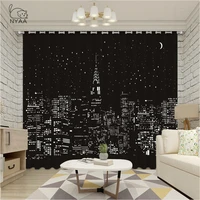 nyaa elegant delicate city night view curtains for bedroom new york for living room kitchen curtains ultra thin micro shading