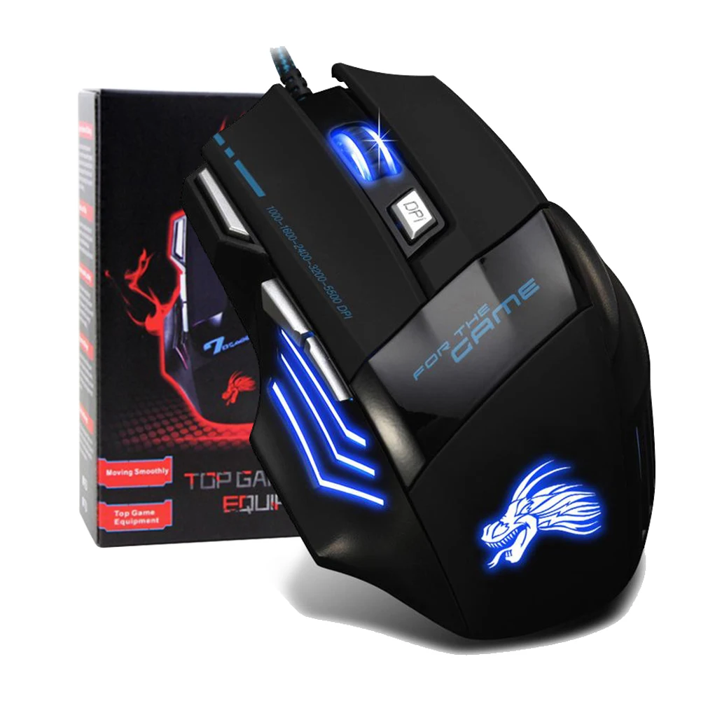 

ALLOYSEED 5500DPI LED Optical USB Wired Gaming Mouse 7 Buttons Gamer Computer Mice for computer laptop desktop PC Dropship