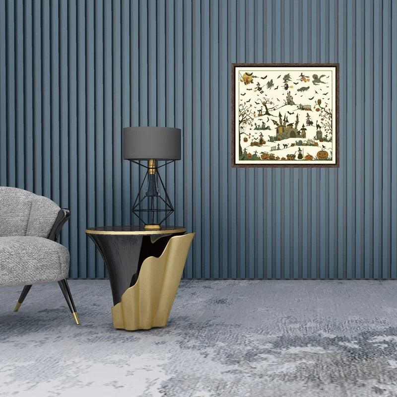 Ведьмский замок светильник на Хэллоуин желтая ткань набор вышивка крестиком