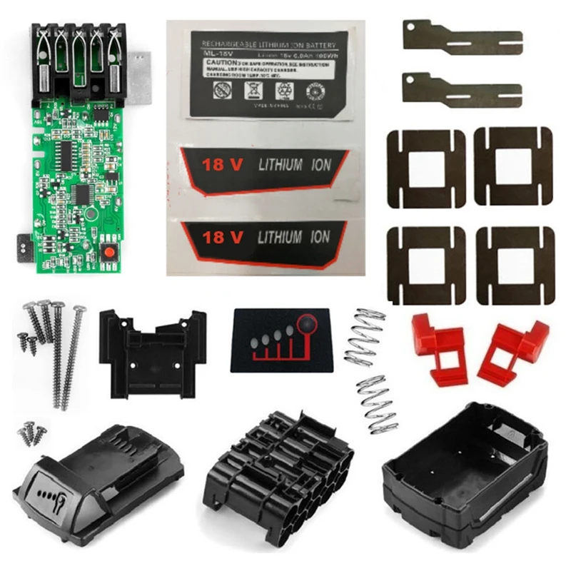 

M18 Li-Ion Battery Plastic Case PCB Charging Protection Circuit Board Shell For M18 18V 6Ah Sticker Label
