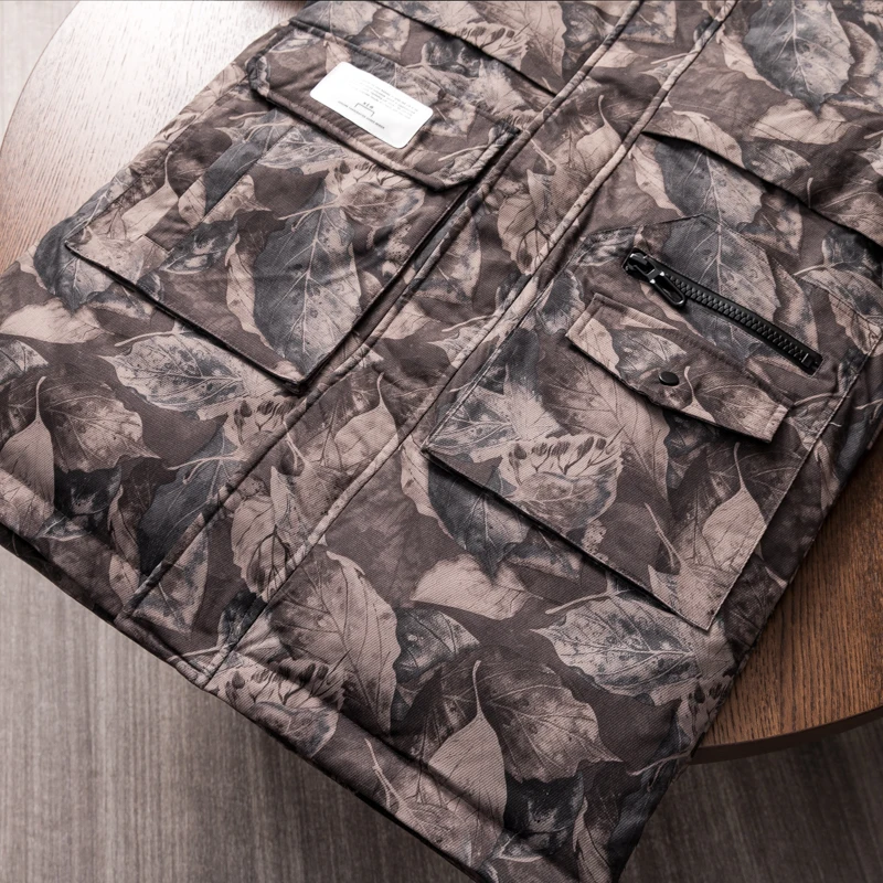 2023 Man's Duck Down Overcoat Male Windbreaker Jacket Padded Puffy Parkas Hooded Waterproof Printed Winter Clothing Multi Pocket