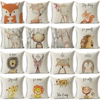zengia woodland animal cushion cover bear fox forest animals linen pillow case for chair sofa home decor throw pillow cover