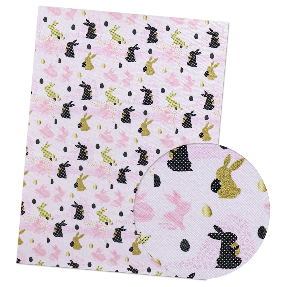 05 IBOWS 22*30 см, 1 шт., Пасхальная искусственная синтетическая кожа для рукоделия, ткань с принтом яиц, товары ручной работы, самодельные банты для волос, украшение для дома - Цвет: 05