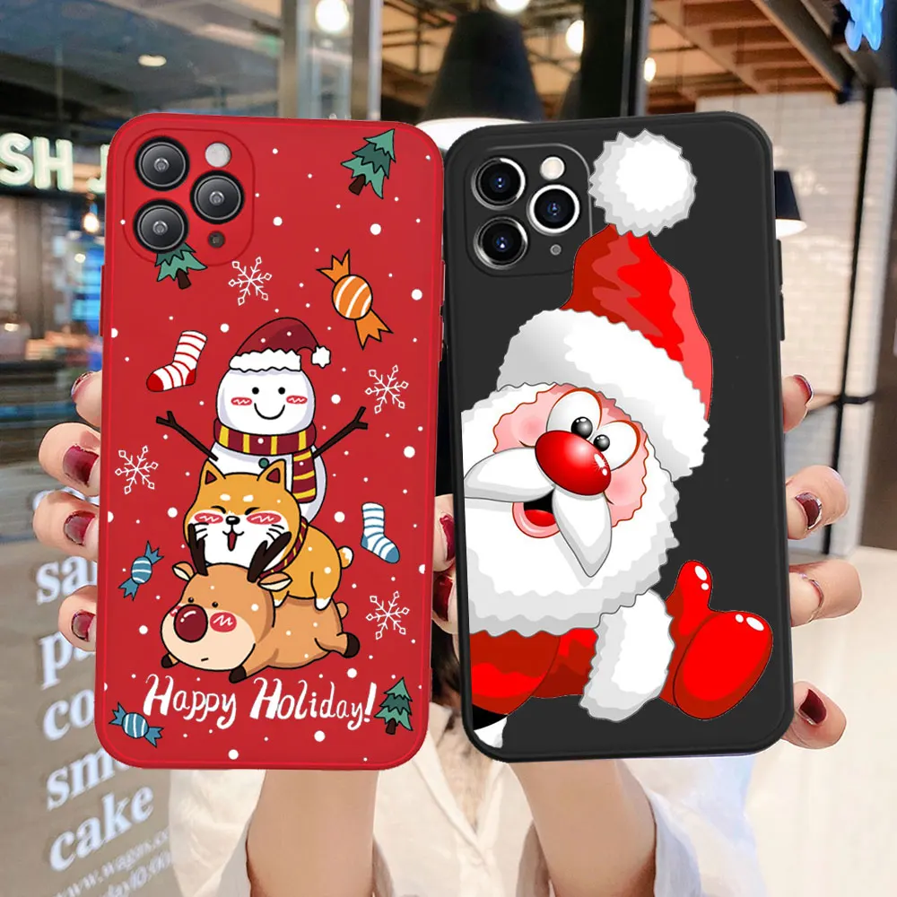 

New year Merry christmas elk Phone Case For iphone 12 PRO 13 pro max XR XS MAX 7 8 Plus TPU Silicone Case for iphone 11 pro max