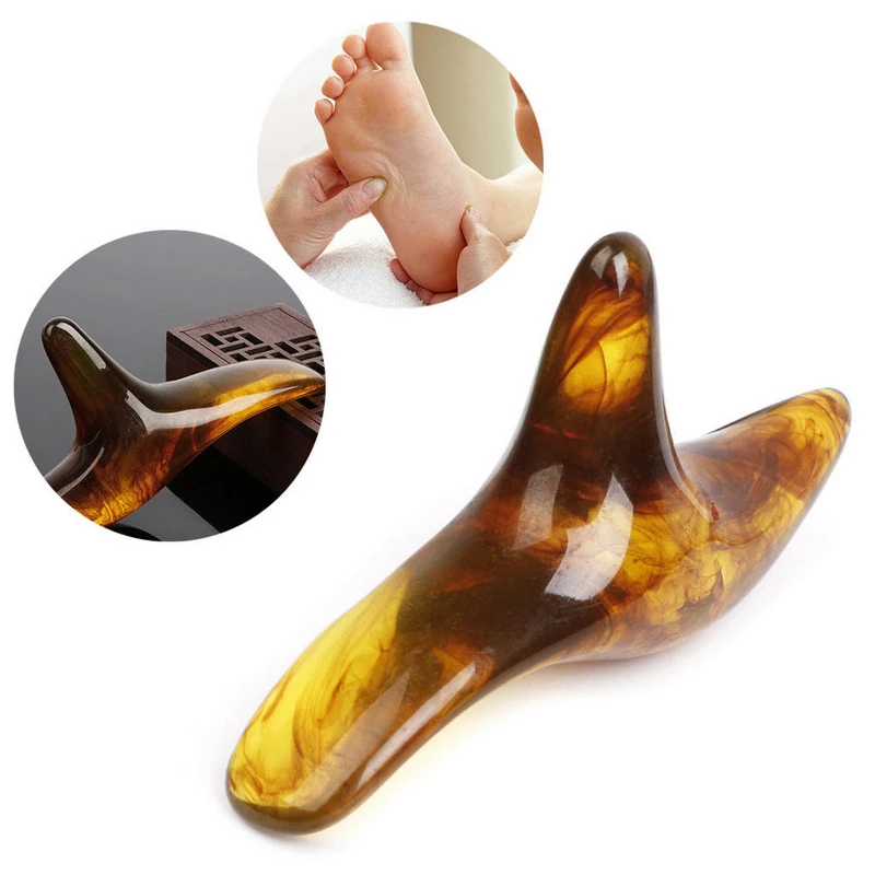 

Amber Resin Foot Feet Care Tool Acupressure Massager Beeswax Triangle Bird-shaped Acupoint Stick Trigeminal Massage Meridian